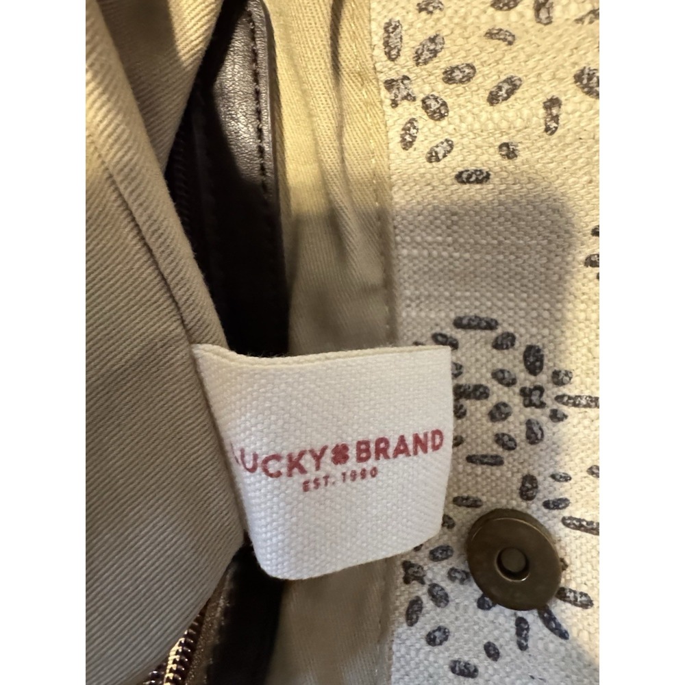 Lucky Brand Tote Bag Cotton Linen Canvas Tassels Dbl Handles Striped‎ Shoulder - Picture 7 of 12